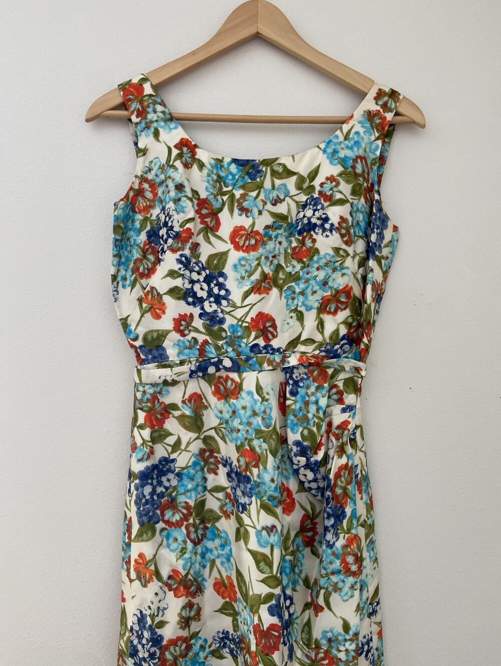 Vintage Floral Print Dress With Matching Scarf